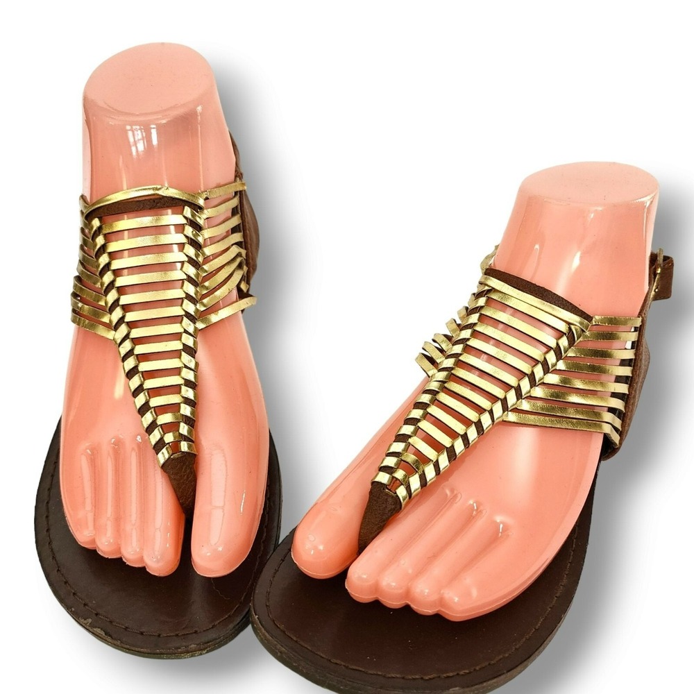 Steve Madden Selinee Gold Thong Strappy Sandals Size 5